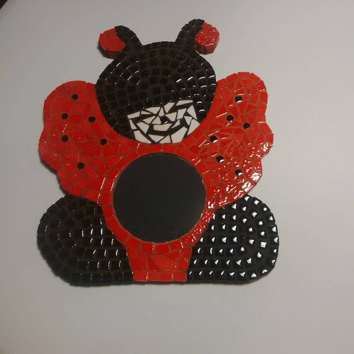 Coccinelle mosaique miroir-émaux de briare micro mosaique-rouge et noir