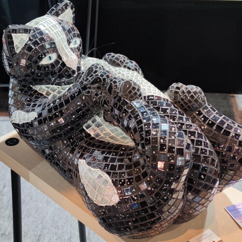 Sculpture mosaïque chat  – art déco fait main en mosaïque &amp; verre – pièce unique pour intérieur / extérieur / jardin