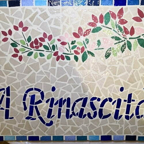 Plaque de maison bouguinvillier en mosaique