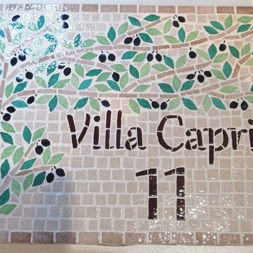 Plaque de maison branche d'olivier 40cmx30cm