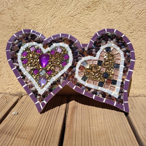 Coeur en mosaïque décoratif violet