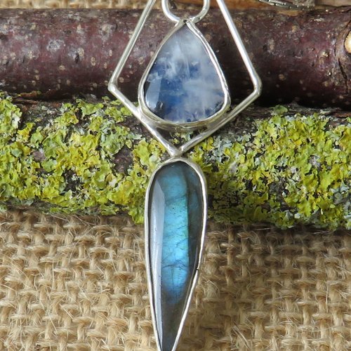 Pendentif pierre de lune labradorite