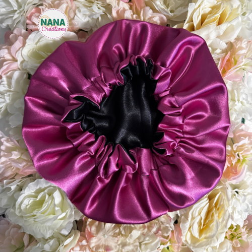 Bonnet en satin bicolore réversible – fait main, protège et sublime vos cheveux