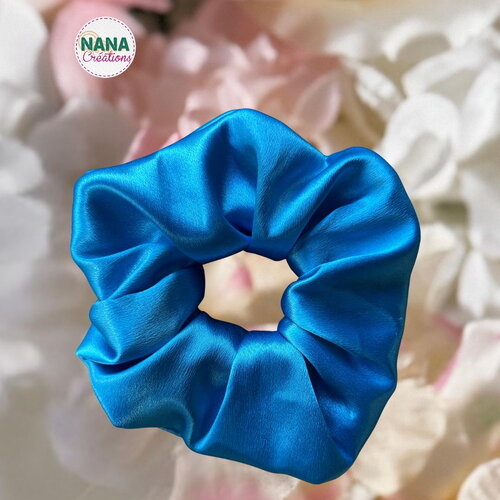 Chouchou satin - ciel – fait main