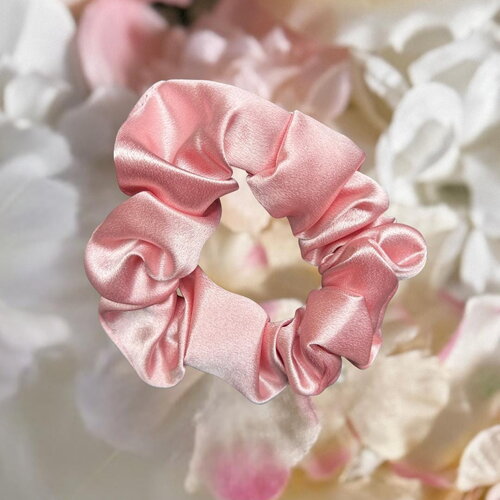 Chouchou satin – rose clair – fait main