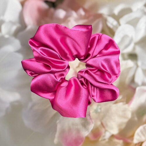 Chouchou satin – rose – fait main