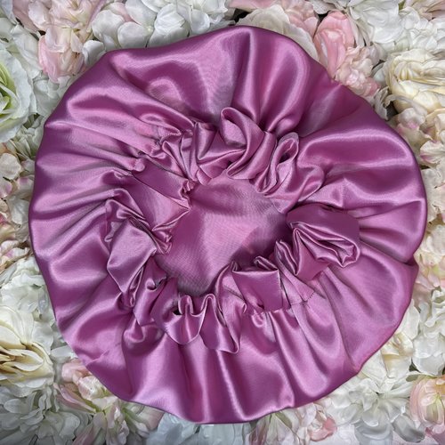 Bonnet en satin américain et soie réversible rose | protection cheveux nuit | anti-frisottis | taille s, m, l | doublé fait main