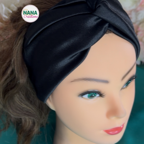 Bandeau en satin, headband – fait main, taille unique