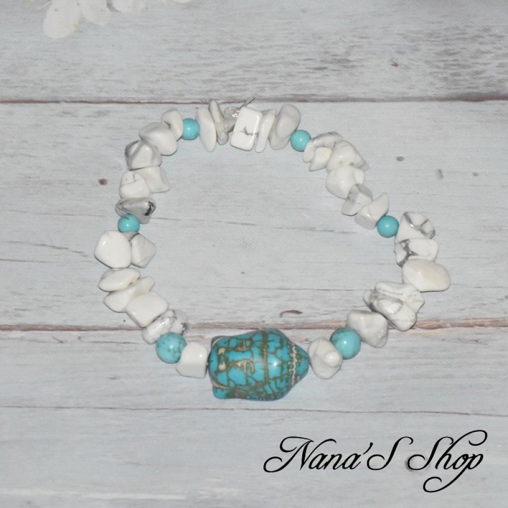 Bracelet en perles de marbre bleu et Howlite