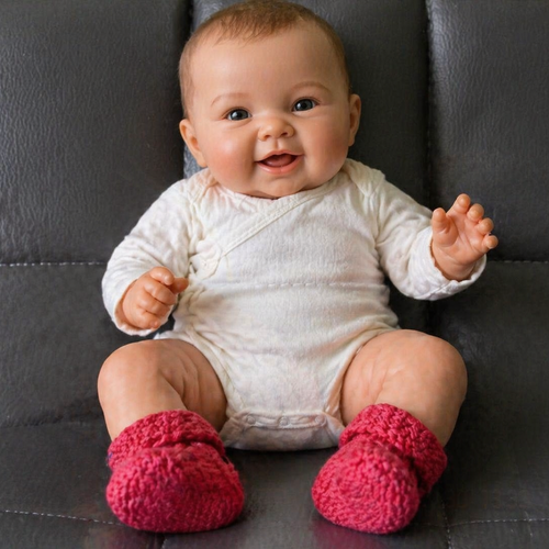 Chaussons bébé fille framboise