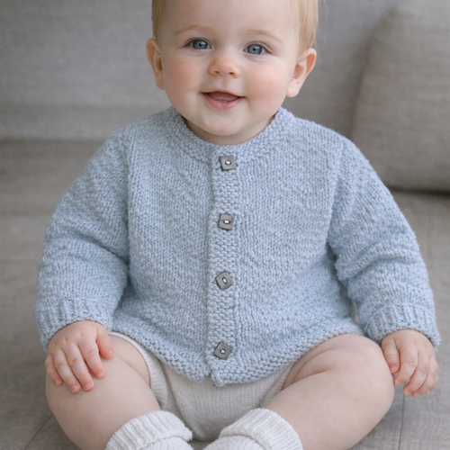 Gilet gris bleu pour bébé garçon.