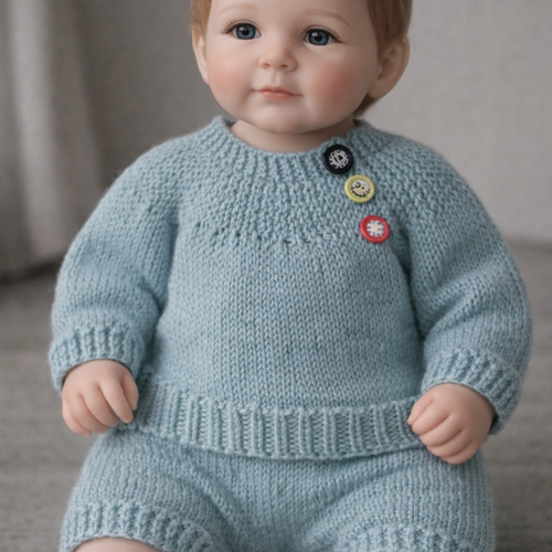 Ensemble pull et culotte vert amande en 3 mois