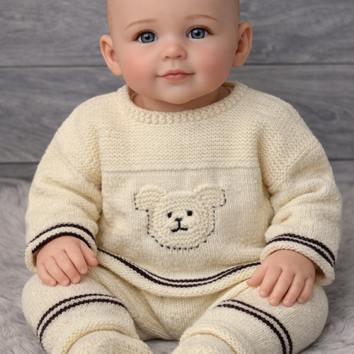 Ensemble brassière, pantalon et chaussons jaune pâle et marron