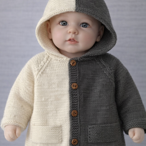 Paletot écru - vert kaki en 12 mois