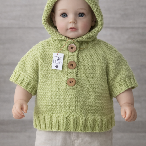 Poncho en taille 1 an couleur vert anis