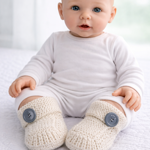 Chaussons pour bébé portant du 6 mois en taille.
