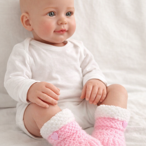 Chaussons bébé rose et blanc