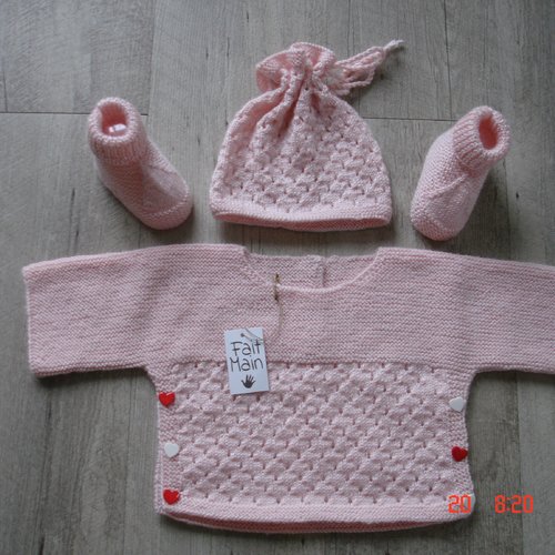 Ensemble coeur rose en 3 mois