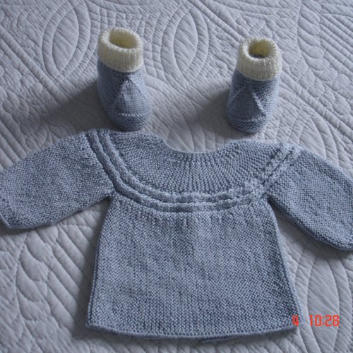 Brassière bébé en coton et laine - gris clair chine