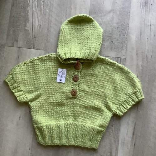 Poncho en taille 1 an couleur vert anis