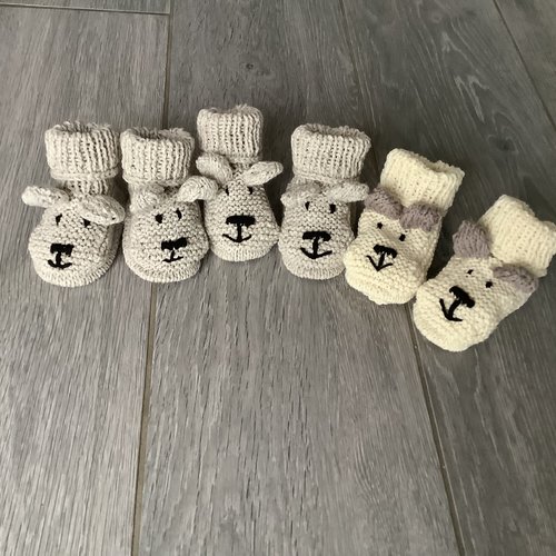 Chaussons ourson en 3 tailles différentes