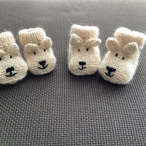 Chaussons ourson en 100% de laine