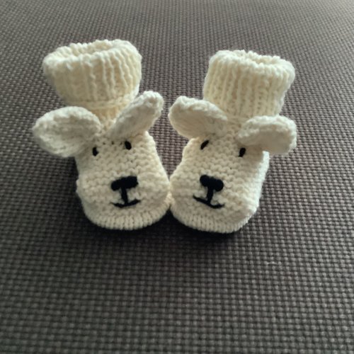 Chaussons ourson écru.