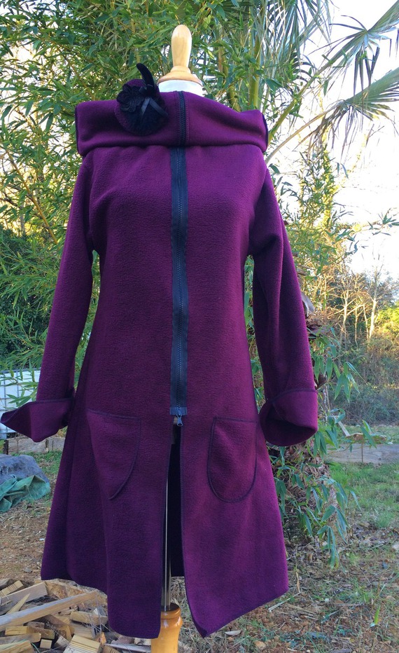 Manteau veste zippée poche polaire aubergine tout à l Manteau veste zippée poche polaire aubergine tout à l