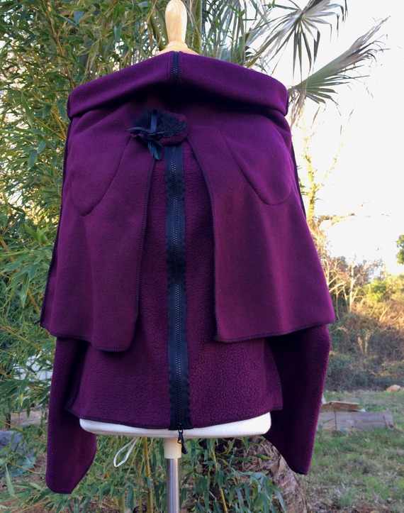 Manteau veste zippée poche polaire aubergine tout à l Manteau veste zippée poche polaire aubergine tout à l