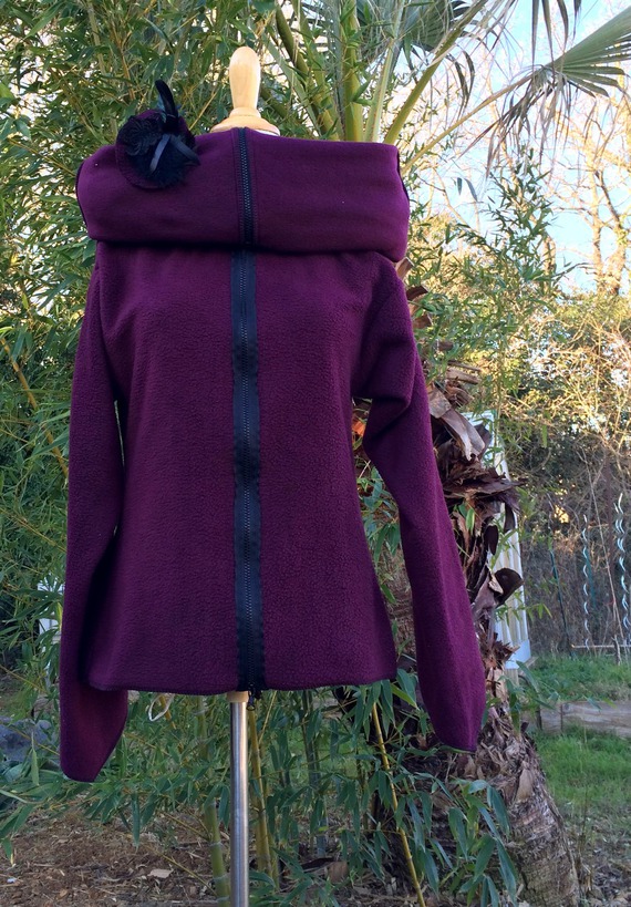Manteau veste zippée poche polaire aubergine tout à l Manteau veste zippée poche polaire aubergine tout à l