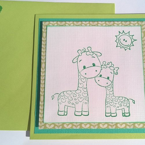 Carte enfant "les petites girafes vertes"