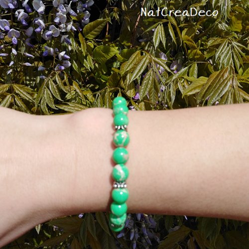 Bracelet - tête de bouddha jaspe vert