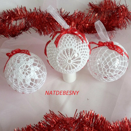 Boules de noël au crochet (lot de 3)