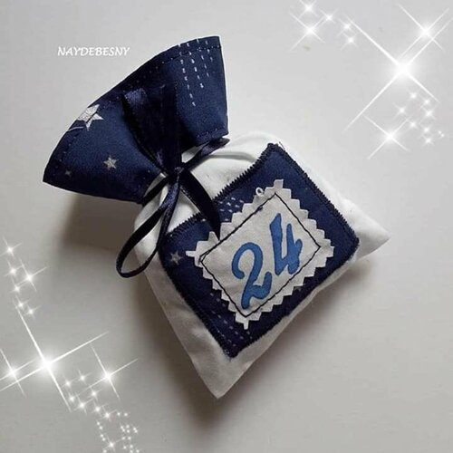 Kit Calendrier de l'Avent - Sachets en tissu - Bleu Nuit