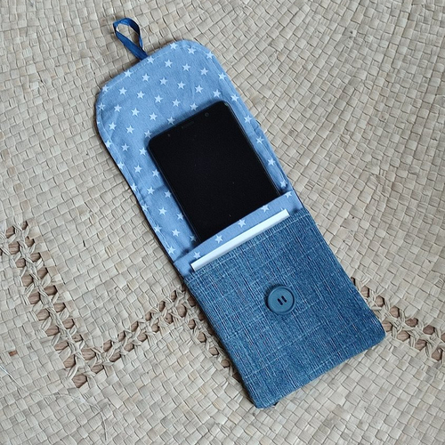 Pochette téléphone portable bleue