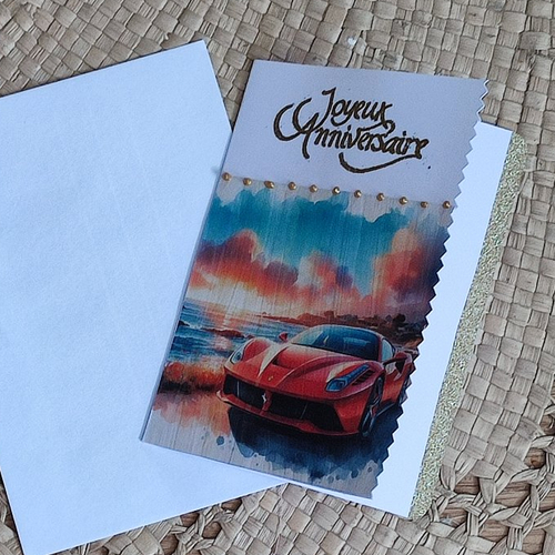 Carte anniversaire homme personnalisée, voiture de course
