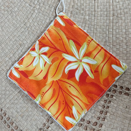 Serviette visage en éponge de bambou orange "tahiti" - grande lingette visage