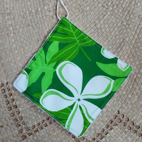 Serviette visage en éponge de bambou verte "tahiti" - grande lingette visage