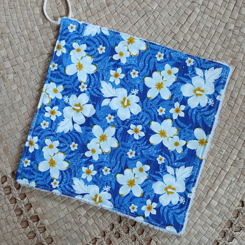 Serviette visage en éponge de bambou bleue "tahiti" - grande lingette visage