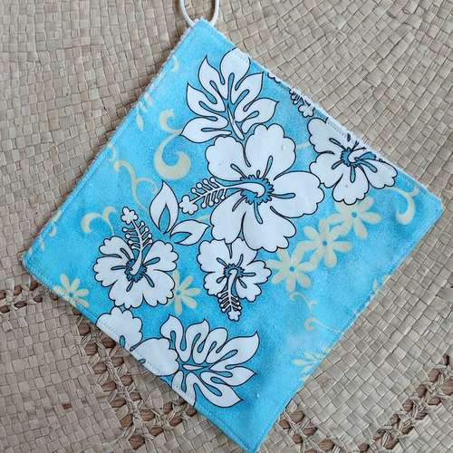 Serviette visage en éponge de bambou bleue "tahiti" - grande lingette visage