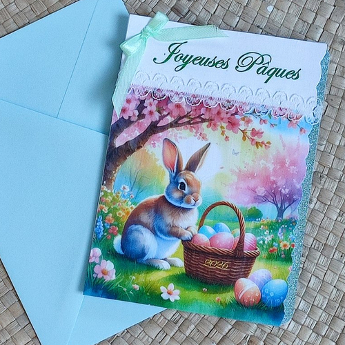 Carte de pâques personnalisée avec lapin
