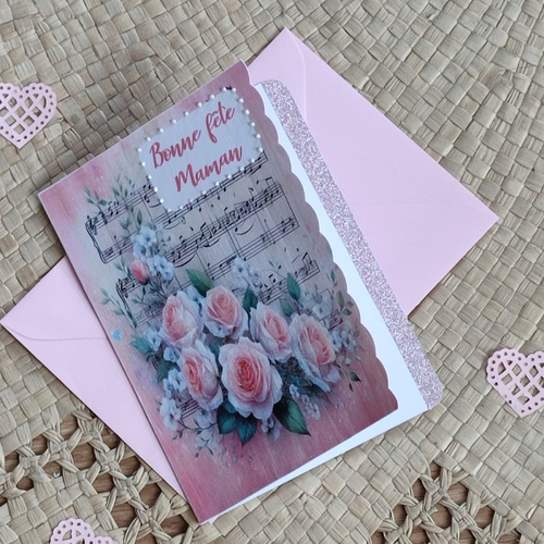 Carte bonne fête à maman - roses roses pour la fête des mères