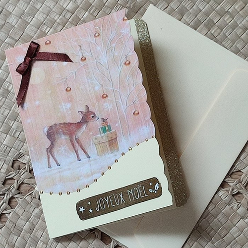 Carte joyeux noël personnalisée biche