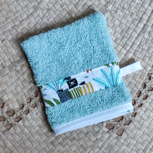 Gant de toilette "pirates" en bleu antique