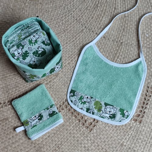 Lingettes lavables bébé motif jungle