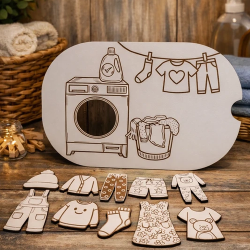 Insert bois jeu éducatif machine à laver