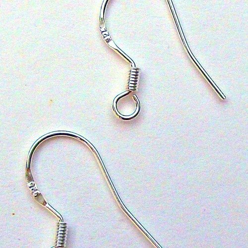 Supports crochets boucles d'oreille 15 mm argent massif 925 - (1 paire).
