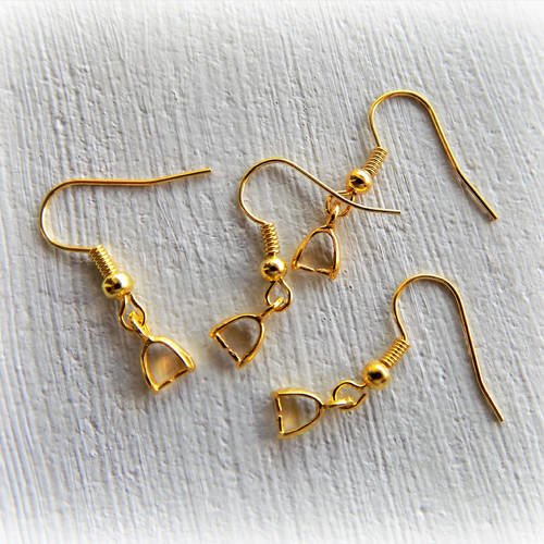 Supports boucles d'oreille avec attache perle en or rempli 18 k. (1 paire).