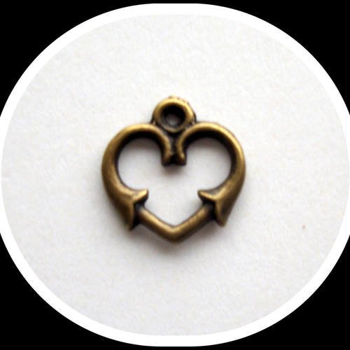 Breloque bronze en forme de coeur de 1,6 cm
