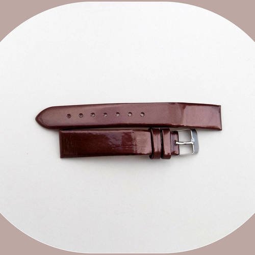 Bracelet montre simili cuir marron métallisé femme de 19 cm